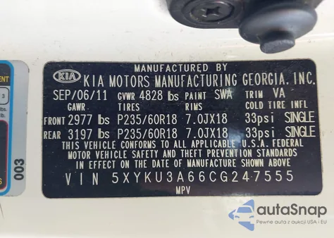 2012 Kia Sorento Ex from USA, damaged, VIN 5XYKU3A66CG247555
